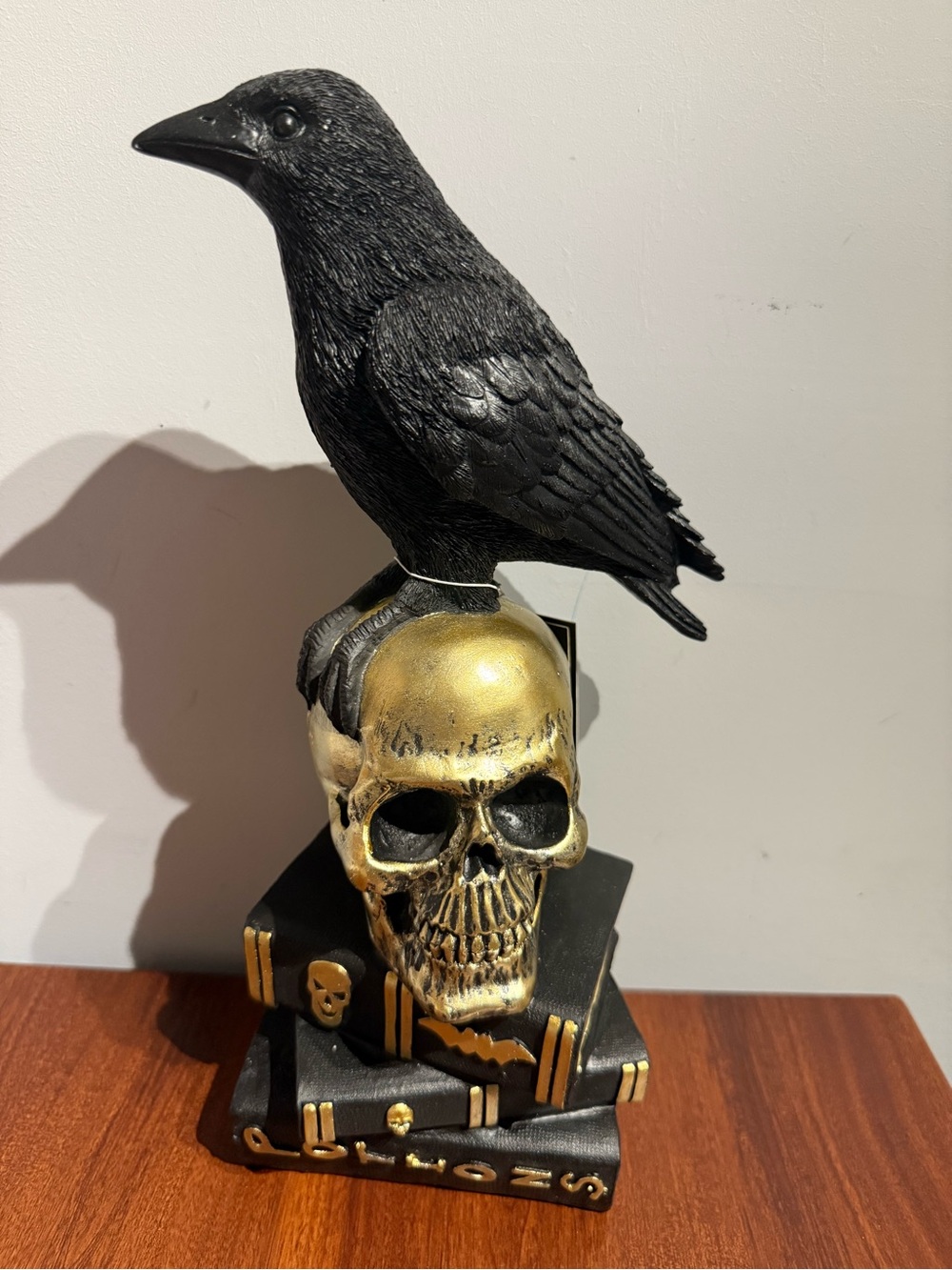 Martha Stewart Raven Crow on Skull Potion Books Black Gold Statue 13.5”